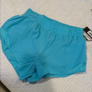 Women's Teal Athletic Shorts with Mesh Panels